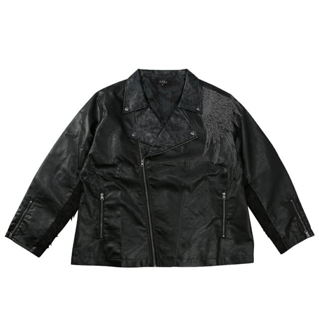 DAKU 大きいサイズ メンズ CROWライダースジャケット ブラック  3L 4L 5L 6L 1012535351-1