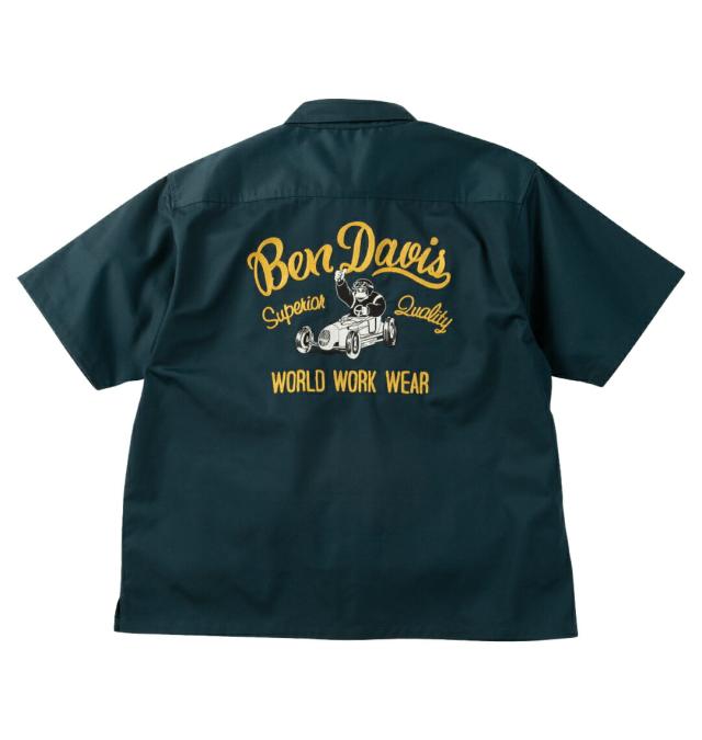 【新商品】BEN DAVIS 大きいサイズ メンズ レーサーレトロ刺繍ワーク半袖シャツ ダークグリーン 3L 4L 5L 6L 1012776260-3_1