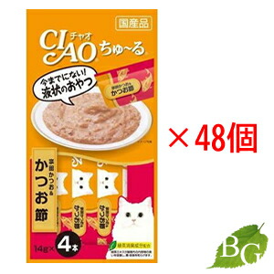 【ポイント5倍実施中】【送料無料】いなば CIAO チャオ ちゅ〜る 宗田かつお＆かつお節 14g×4本×48個