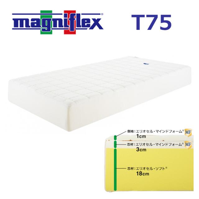 マニフレックス T-75 ダブル　マニフレックス認定ショップ　正規取扱い店 長期保証 高反発マットレス アウトラスト イタリア生まれの体圧分散マットレス  エリオセルソフト+エリオセルMF【送料無料】高反発マットレス