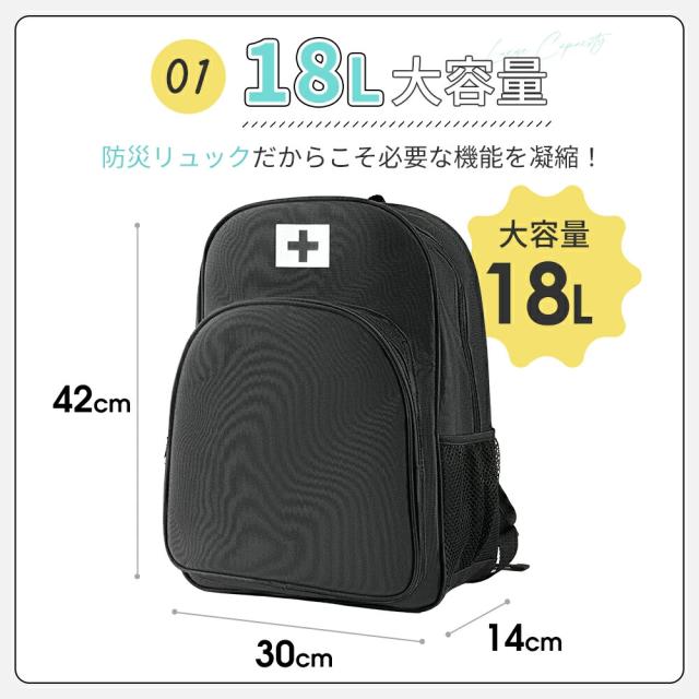 防災セット 【特典付き】１人用 32点セット 防災グッズ 防災リュック 一人用 防災バッグ 女性用 男性用 家族用 懐中電灯 充電器 防災ラジオ 地震対策 寝袋 防災用トイレ 長期間保存食 長期保存水 モバイルバッテリー 救急セット_5