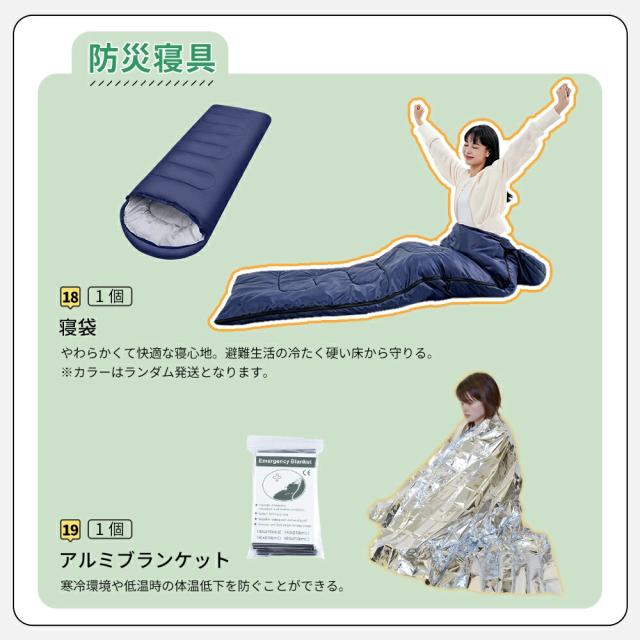 防災セット 【特典付き】１人用 32点セット 防災グッズ 防災リュック 一人用 防災バッグ 女性用 男性用 家族用 懐中電灯 充電器 防災ラジオ 地震対策 寝袋 防災用トイレ 長期間保存食 長期保存水 モバイルバッテリー 救急セット_12