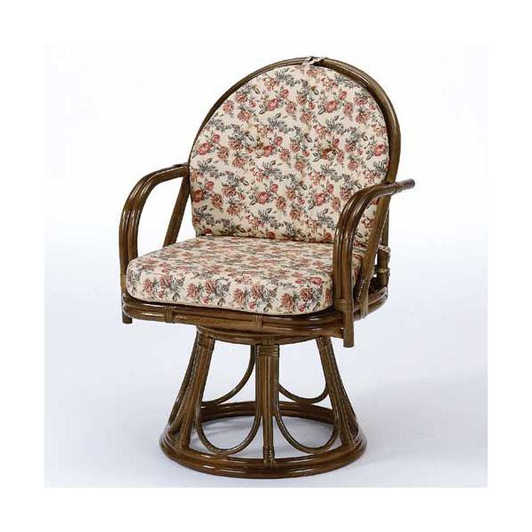 籐 回転座椅子 ハイタイプ S-254B 幅55×奥行53×高さ81cm ラウンドチェアー ラタン 家具 Romantic Rattan 背クッション取り外し可 代引き・ギフト包装不可