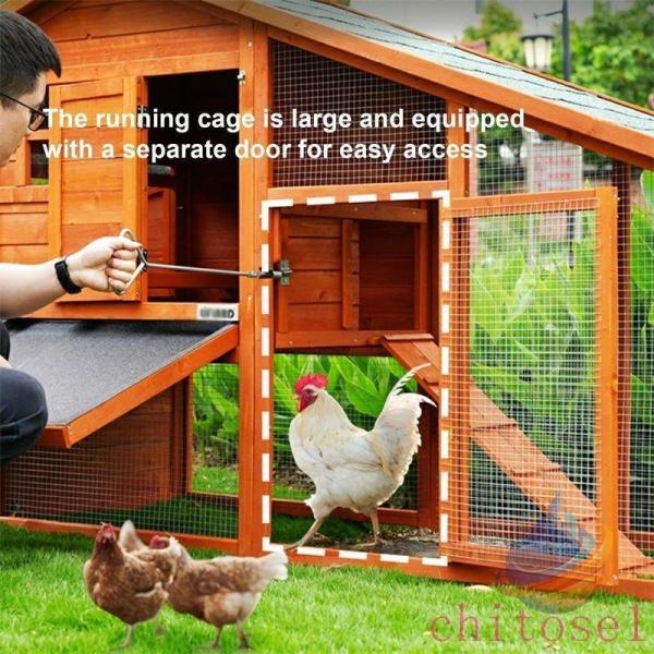 鶏小屋 大型木製鶏ケージ 屋外用の飼育ケージ 鶏舎雨を防ぐ機能が