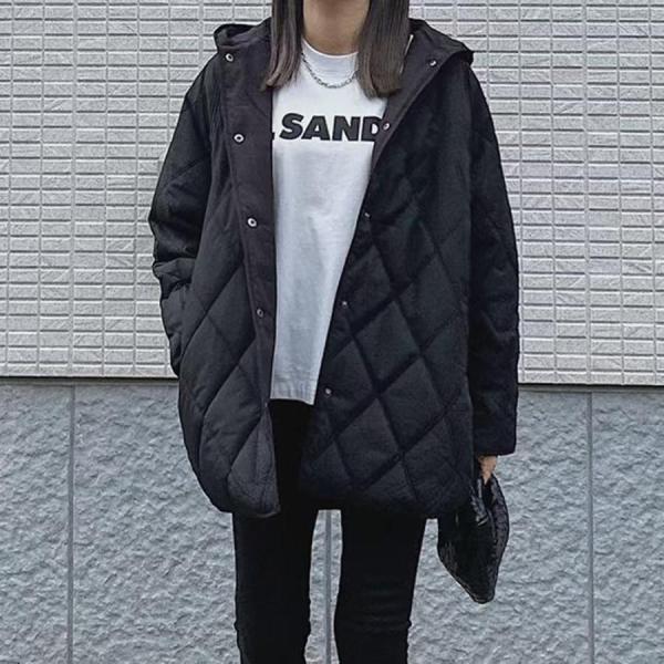 キルティングコートレディース中綿フード付き軽い暖かいゆったり Welina（株） キルティングカーディガンアウター防寒 カジュアルおしゃれ冬トップス