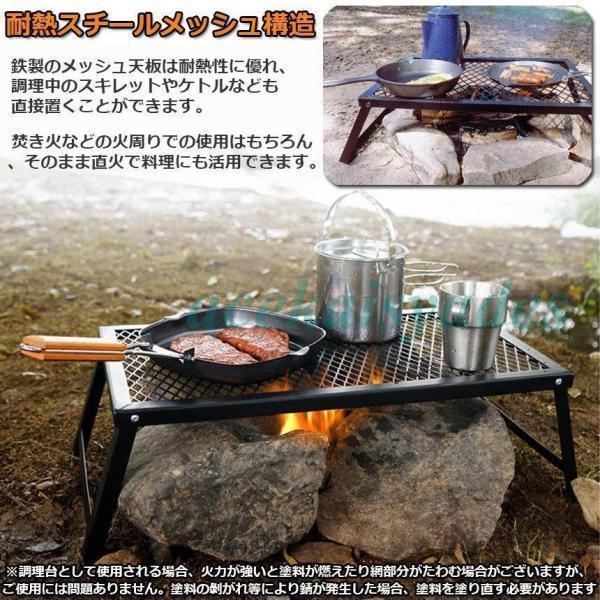 アウトドアテーブル ２台セット 焚き火テーブル 折りたたみ Welina（株） ５５×３０ｃｍ フィールドラック フルメッシュ ミニテーブル キャンプ用品_3