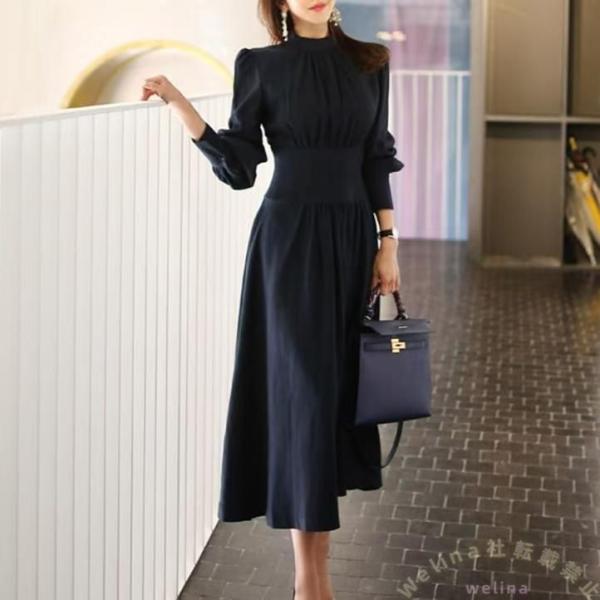 パーティードレス ロング ワンピース 長袖 袖あり Welina（株） 春夏秋冬OK シンプル上品 フォーマルドレス 結婚式 二次会 お呼ばれに
