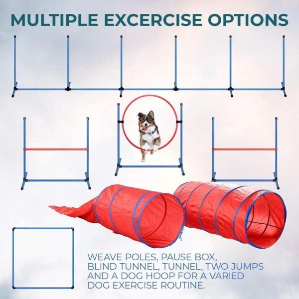 犬アジリティ トレーニング器具セット ハードル/トンネル/ポール Welina ドッグジャンプ 練習用 キャリーケース付き 屋外/室内 運動不足解消_2