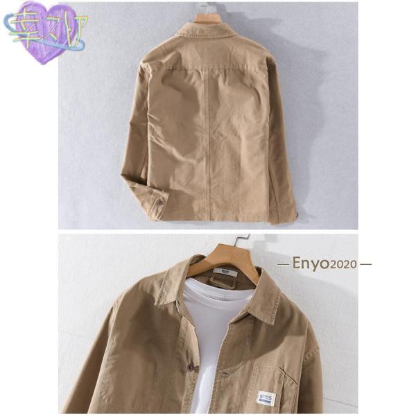 カバーオール メンズ アウター 綿100％ 無地 シンプル Welina（株） ブルゾン 作業服 ワーク 秋 シャツジャケット さっと羽織れて便利_8