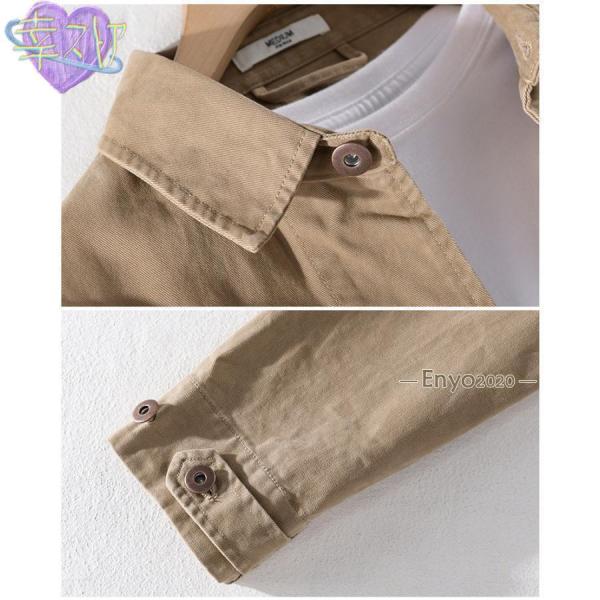 カバーオール メンズ アウター 綿100％ 無地 シンプル Welina（株） ブルゾン 作業服 ワーク 秋 シャツジャケット さっと羽織れて便利_9