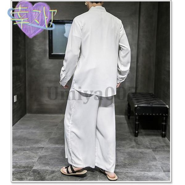 作務衣 メンズ 甚平風 春夏秋冬 長袖 七分袖 Welina（株） 刺繍 麻 男性 祭り 部屋着 和装 おしゃれ リラックス 上下セットにも最適_8