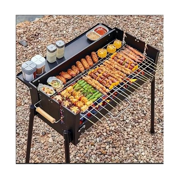 折りたたみBBQグリル 大型 ステンレス製 軽量ポータブル Welina 炭火焼き バーベキューコンロ 収納簡単 グループ向け キャンプ アウトドア 調理器具_1