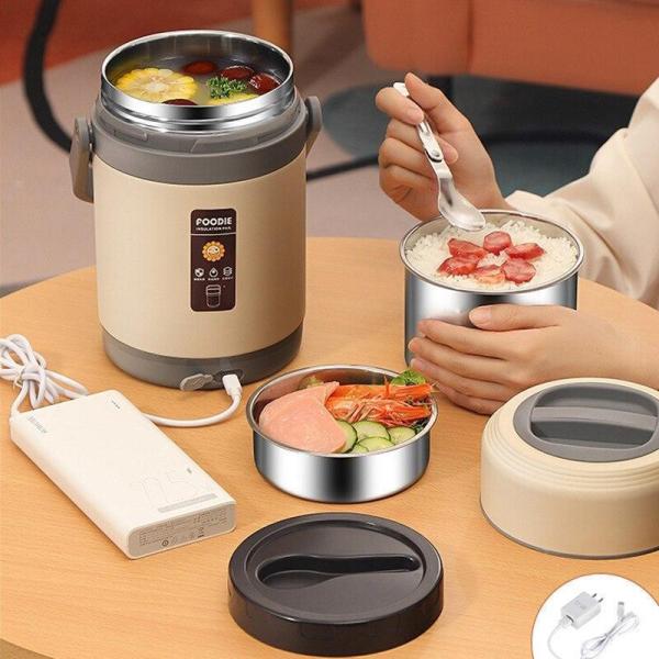 電気弁当箱 ステンレス 温かい料理 ランチボックス Welina（株） オフィス 学校用 保温 加熱 お手入れ簡単 持ち運び便利 毎日のお弁当に_1