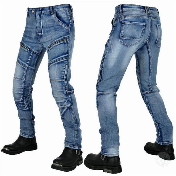 バイクパンツ メンズ デニム プロテクター付き ライディング Welina（株） ニーパッドで安全性UP スキニー/カーゴ風ジーンズでツーリング快適_16