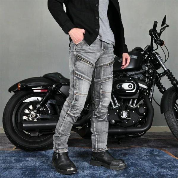 バイクパンツ メンズ デニム プロテクター付き ライディング Welina（株） ニーパッドで安全性UP スキニー/カーゴ風ジーンズでツーリング快適_7