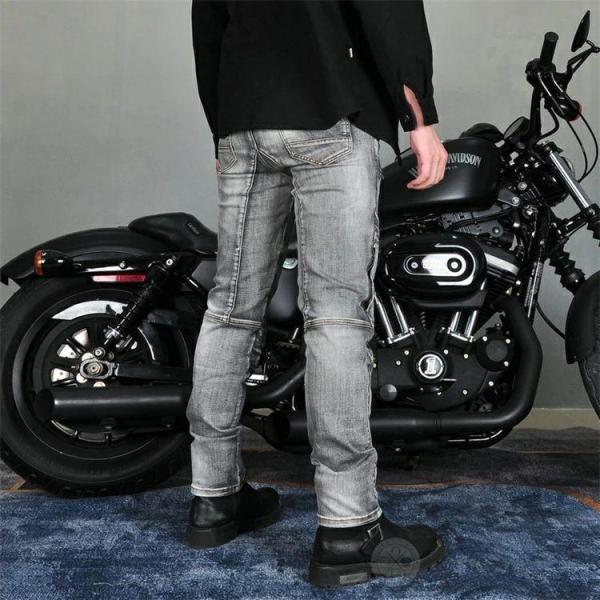 バイクパンツ メンズ デニム プロテクター付き ライディング Welina（株） ニーパッドで安全性UP スキニー/カーゴ風ジーンズでツーリング快適_8