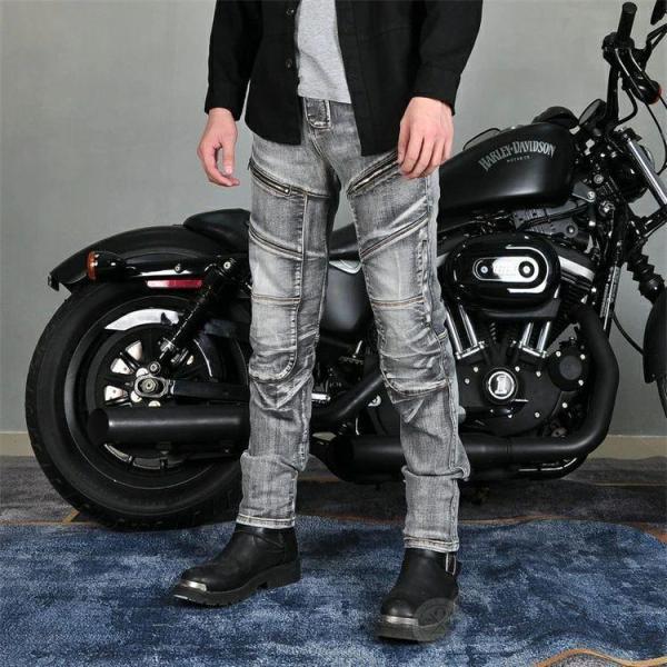 バイクパンツ メンズ デニム プロテクター付き ライディング Welina（株） ニーパッドで安全性UP スキニー/カーゴ風ジーンズでツーリング快適_9