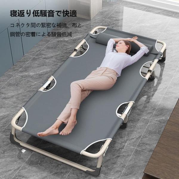 折りたたみベッド 簡易ベッド シングル インストール不要 Welina 太め鋼管 耐荷重強い 省スペース 静音設計 すべり止め 4段調整 折り畳みベッド 来客用 仮眠にも_5