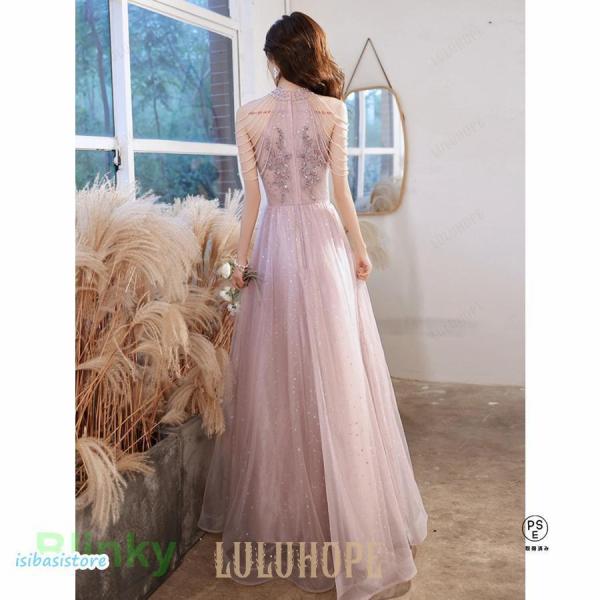 パーティードレス ロングドレス 結婚式 披露宴 ハワイウェディング Welina（株） 春夏秋冬OK ピンク S〜2XL 大人上品 フォーマルワンピ 華やか写真映え_7