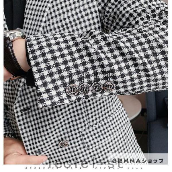 テーラードジャケット メンズ ダブルブレスト 千鳥格子チェック 細身 Welina 春新作 M-4XL ビジネス 通勤 商務 スーツジャケット おしゃれ きれいめ 省スペース_13