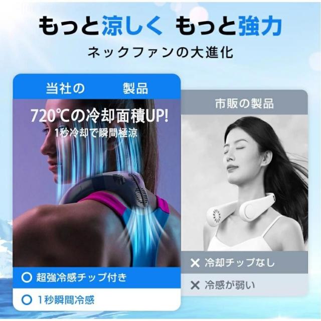 首掛け扇風機 ネックファン 背中送風対応 冷却プレート搭載 羽なし USB 
