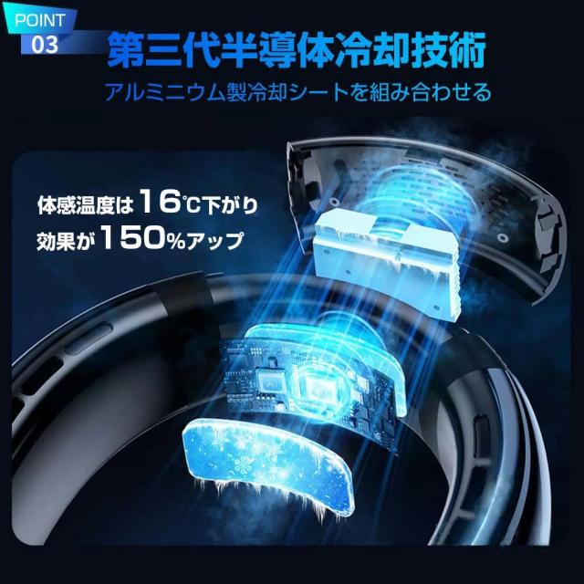 首掛け扇風機 ネックファン 背中送風対応 冷却プレート搭載 羽なし USB 
