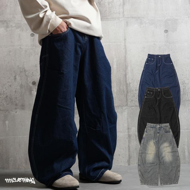 バレルレッグ ジーンズ メンズ デニムワイドパンツ レディース バレルレッグパンツ デニム カーブパンツ バルーンパンツ ワイドパンツ 綿100 太い パンツ ボトムス 大きいサイズ 春 夏 秋 冬 韓国ファッション ストリート系 ブランド ストリートファッション_17