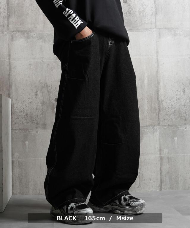 バレルレッグ ジーンズ メンズ デニムワイドパンツ レディース バレルレッグパンツ デニム カーブパンツ バルーンパンツ ワイドパンツ 綿100 太い パンツ ボトムス 大きいサイズ 春 夏 秋 冬 韓国ファッション ストリート系 ブランド ストリートファッション_8