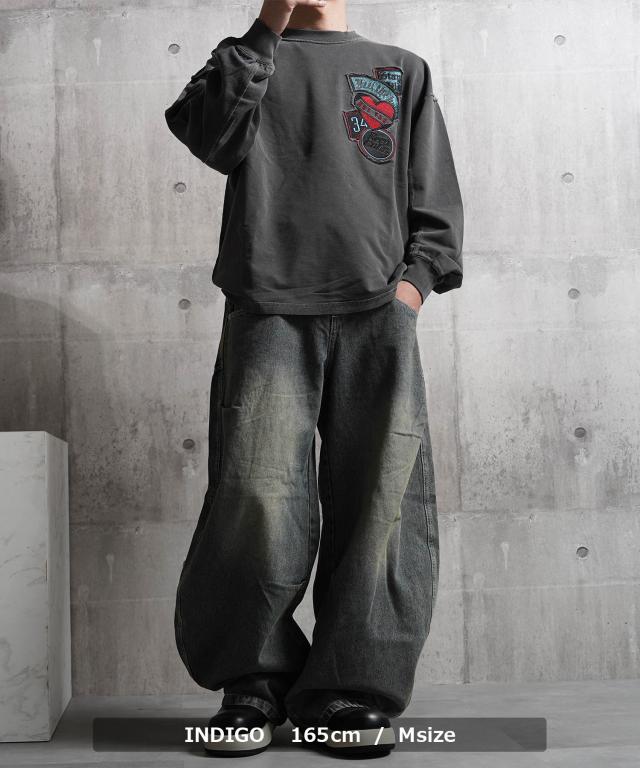 バレルレッグ ジーンズ メンズ デニムワイドパンツ レディース バレルレッグパンツ デニム カーブパンツ バルーンパンツ ワイドパンツ 綿100 太い パンツ ボトムス 大きいサイズ 春 夏 秋 冬 韓国ファッション ストリート系 ブランド ストリートファッション_15