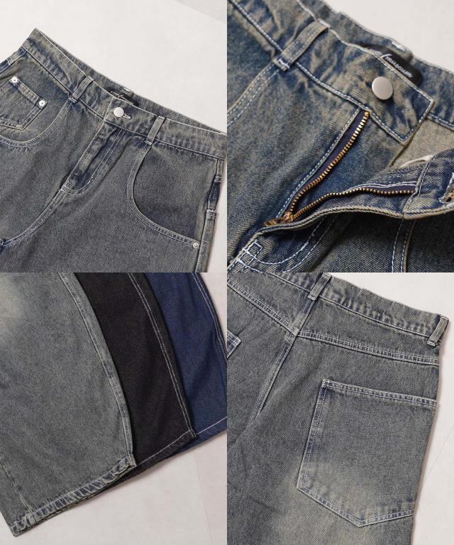 バレルレッグ ジーンズ メンズ デニムワイドパンツ レディース バレルレッグパンツ デニム カーブパンツ バルーンパンツ ワイドパンツ 綿100 太い パンツ ボトムス 大きいサイズ 春 夏 秋 冬 韓国ファッション ストリート系 ブランド ストリートファッション_16