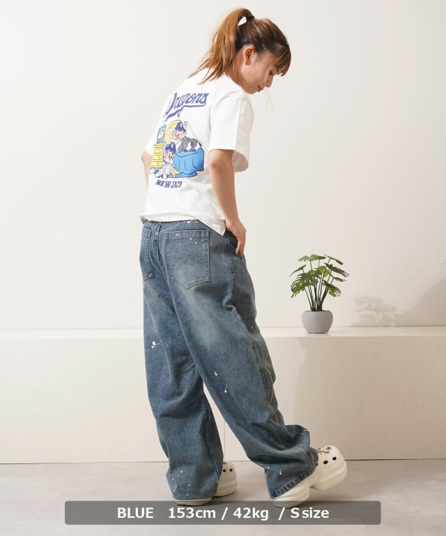 バレルレッグ パンツ メンズ バルーンパンツ レディース デニム ワイドパンツ ジーンズ ハート 刺繍 バレルパンツ ボトムス S M L XL 春 夏 秋 冬 韓国ファッション ストリート系 ブランド ストリートファッション_11