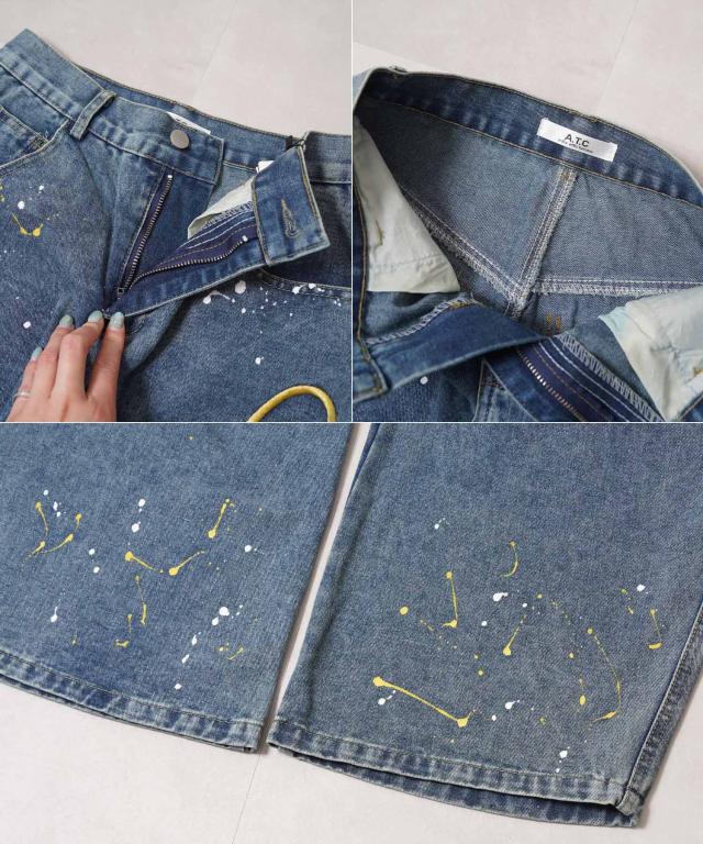 バレルレッグ パンツ メンズ バルーンパンツ レディース デニム ワイドパンツ ジーンズ ハート 刺繍 バレルパンツ ボトムス S M L XL 春 夏 秋 冬 韓国ファッション ストリート系 ブランド ストリートファッション_4