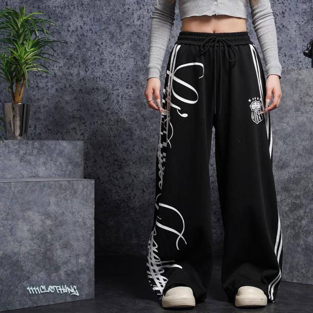 サイドライン スウェットパンツ メンズ ワイド パンツ レディース ズボン ゆったり 大きいサイズ 春 夏 秋 冬 韓国ファッション ストリート系 ブランド ヒップホップ ダンス ストリートファッション バギー ボトムス 衣装