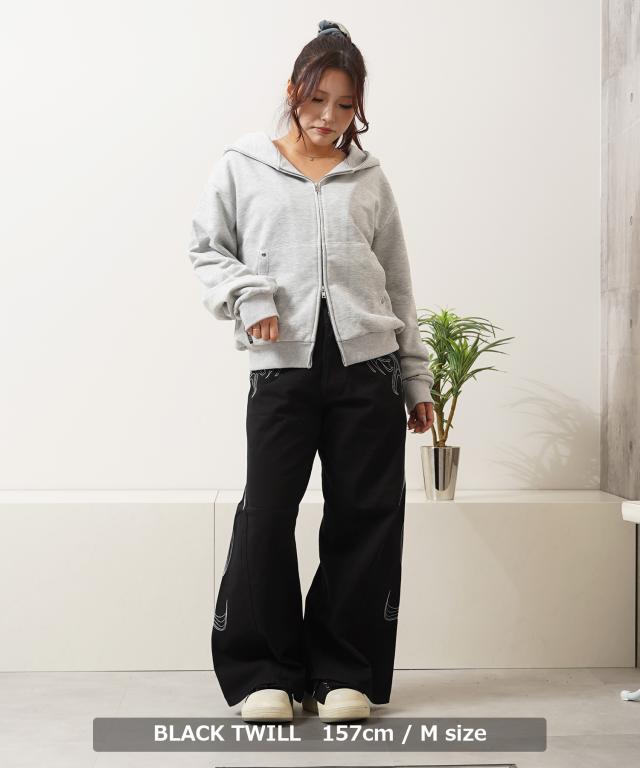 カーブパンツ メンズ カーブデニム レディース バギーパンツ デニム ワイドパンツ ツイル 黒 パンツ トライバル柄 ジーンズ 刺繍 ボトムス 春 夏 秋 冬 韓国ファッション ストリート系 ブランド ストリートファッション_8