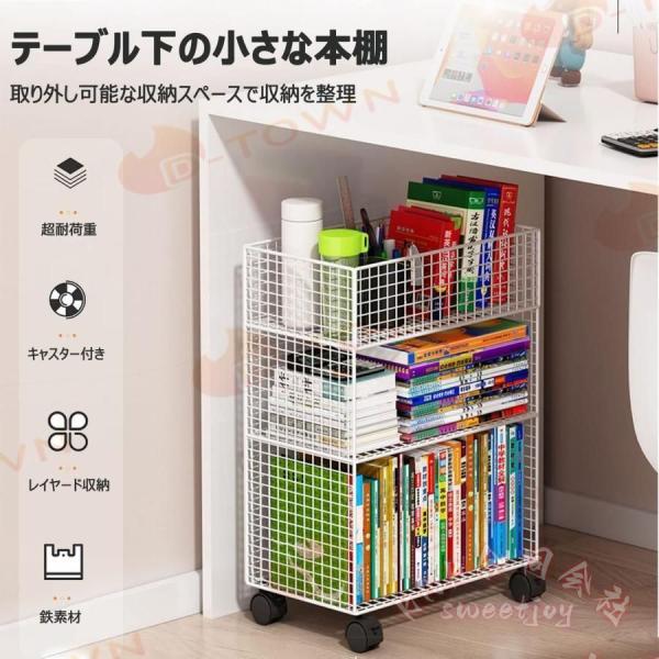 書類棚 大容量 教科書収納 本棚 キャスター付 KNK ブックスタンド ファイルワゴン デスク下収納ラック デスク上置棚 耐久性 多目的 絵本 雑誌 教科書 整理収納_2