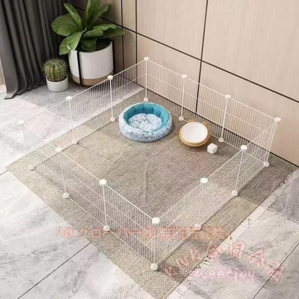 ペットフェンス ドア付き ペットサークル 置くだけ KNK(株) 室内屋外 犬猫ウサギ対応 透明メッシュで見やすい 倒れにくい 折りたたみDIY I字柵
