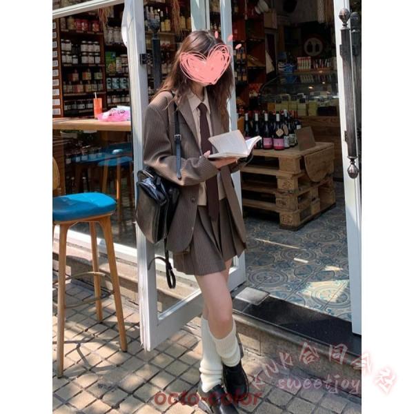 入学式卒業式チェック柄フォーマルスーツ女の子KNK(株）韓国風なんちゃって制服のスカートスーツで大きいサイズ対応ジュニア子供服ジャケットセット_3