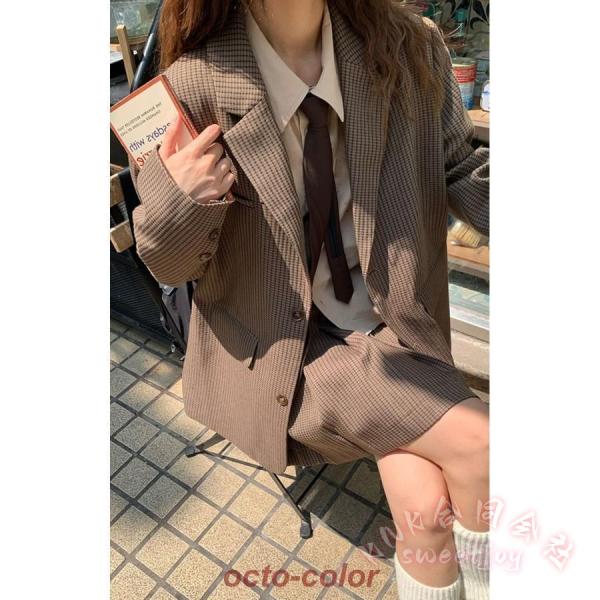 入学式卒業式チェック柄フォーマルスーツ女の子KNK(株）韓国風なんちゃって制服のスカートスーツで大きいサイズ対応ジュニア子供服ジャケットセット_5