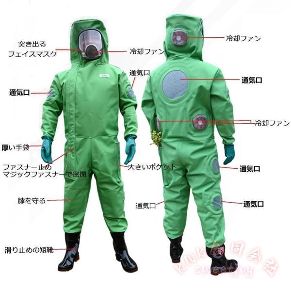 スズメバチ防護服 害虫駆除 つなぎ 作業服 全身保護 ファン付 通気性 汚れにくい バッテリー付き KNK(株) 安全対策 現場作業に_1