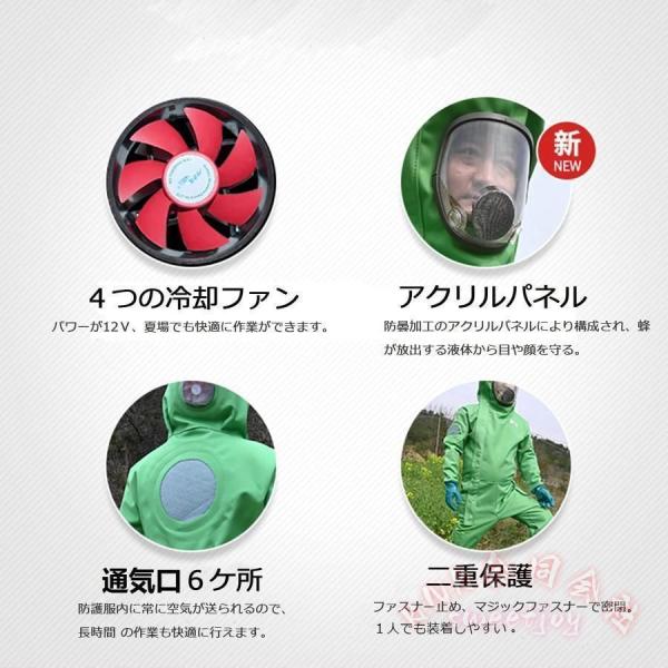 スズメバチ防護服 害虫駆除 つなぎ 作業服 全身保護 ファン付 通気性 汚れにくい バッテリー付き KNK(株) 安全対策 現場作業に_2