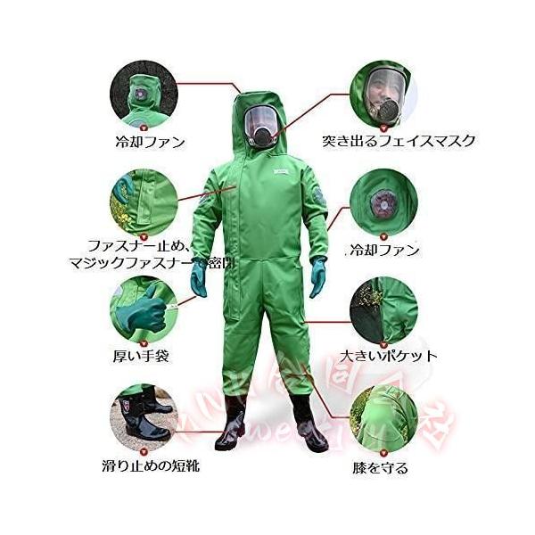 スズメバチ防護服 害虫駆除 つなぎ 作業服 全身保護 ファン付 通気性 汚れにくい バッテリー付き KNK(株) 安全対策 現場作業に_4