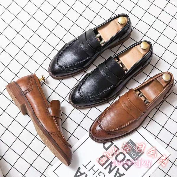 ローファー メンズ PU革 スリッポン 紐なし Uチップ ビジネス KNK(株） フォーマル オフィス 通勤 上品 クラシック メンズシューズ 春 秋 新作 履きやすい