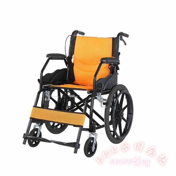 折りたたみ車椅子 自走式 アルミ製 軽量 介助ブレーキ付き KNK(株