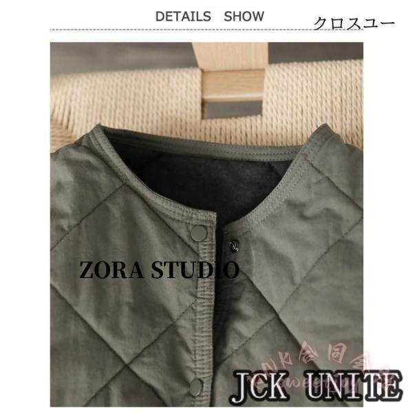 キルティングコート レディース 中綿コート ショート丈 KNK(株） 冬 軽量 防寒 大きいサイズ 暖かい アウター ノーカラー 秋 ブラック あったか_14