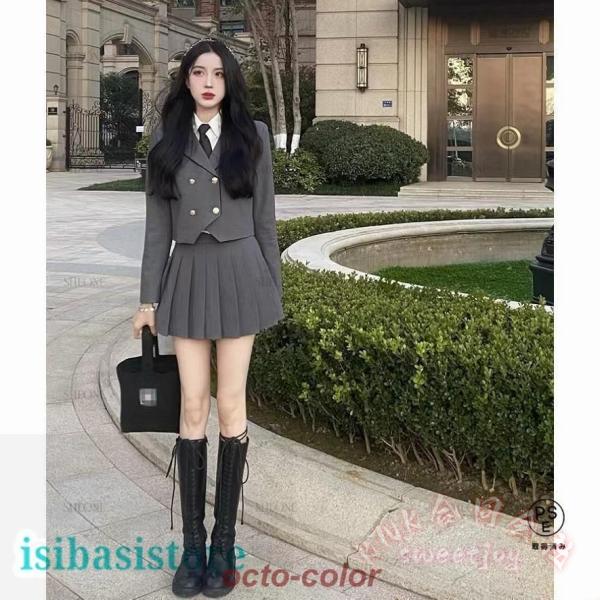 女の子韓国風制服スーツ卒業式卒服4点セットフォーマル KNK(株） ピアノ発表会入学式にも子供スーツ大きいサイズ対応写真映え上品かわいい人気_1