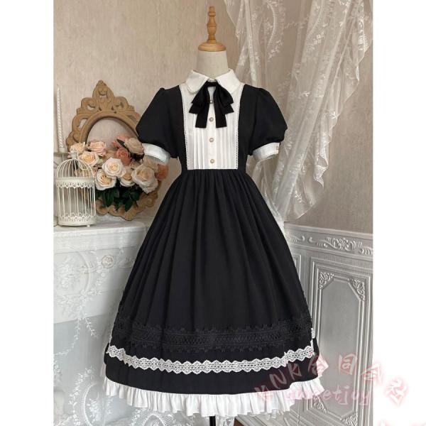 コスプレ メイド服 黒 ブラック KNK(株） 白 ホワイト 華やか メイド 豪華セット レディース ロリータ ワンピース ロリィタ メイド服 ロング クラシック_13
