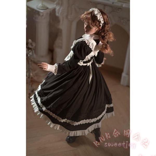 コスプレ メイド服 黒 ブラック KNK(株） 白 ホワイト 華やか メイド 豪華セット レディース ロリータ ワンピース ロリィタ メイド服 ロング クラシック_4