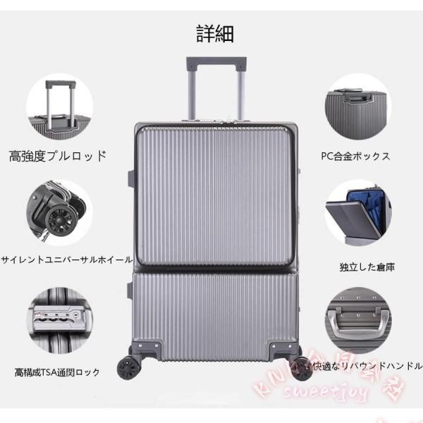 スーツケース 前開き フロントオープン 機内持込 KNK(株) フロントポケット TSAロック 静音 大容量 多収納ポケット 旅行 出張_5