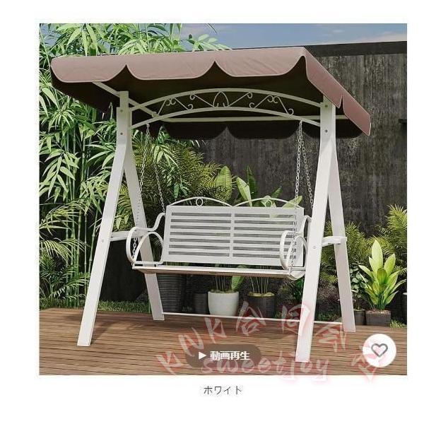 ガーデンブランコ 二人乗り 屋根付き スイングベンチ KNK(株) パティオスイングチェア 防水 日焼け止め シェードキャノピー 屋外 くつろぎ空間に_3
