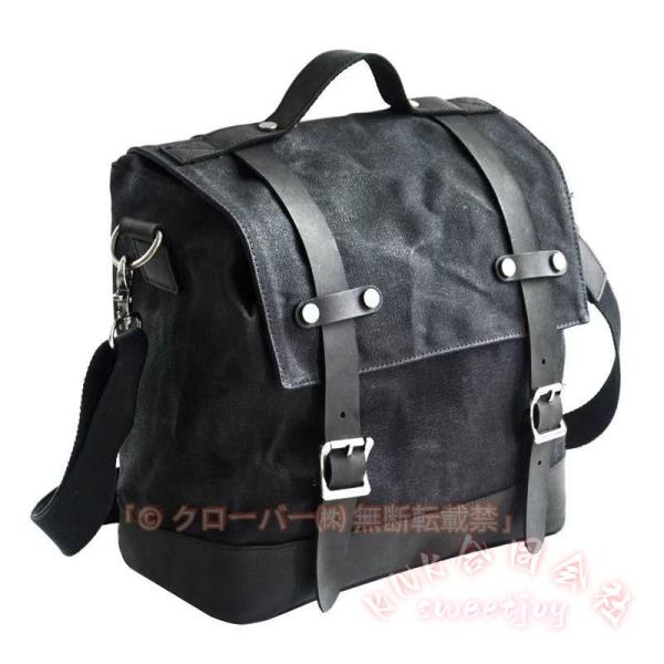 レトロキャンバス バイクサイドバッグ 防水 KNK（株） オートバイ用 テールバッグ/ショルダー 軽量 耐久 ユニバーサル取り付け ツーリング収納